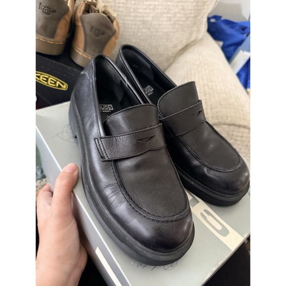 Nine West Shoes - Nine West Y2K Black Chunky Heel Preppy Grunge Retro Loafer Shoes 7.5‎ M